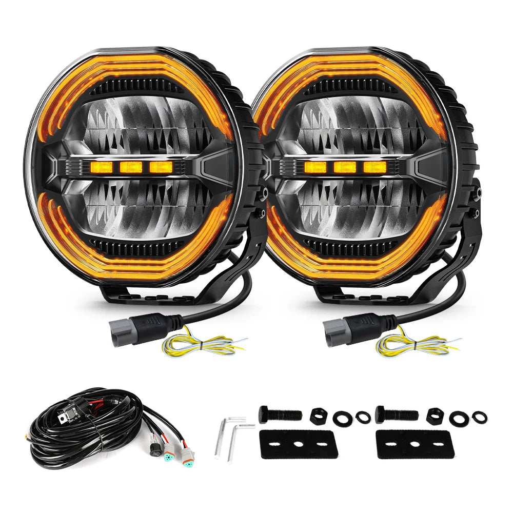 Projecteur LED 9 Pouces-Longue portée avec faisceau et relais