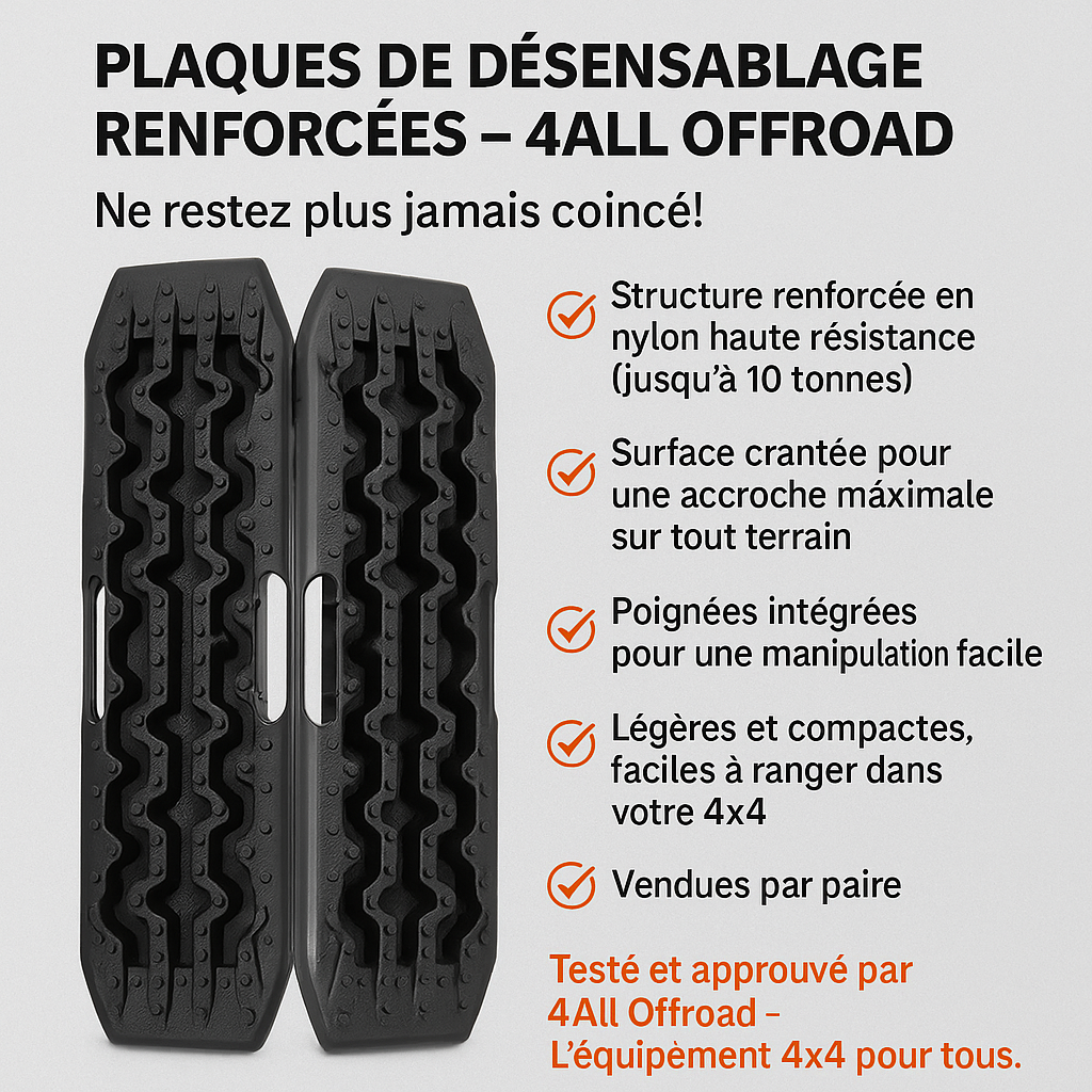 🧱 Plaques de désensablage renforcées – 4All Offroad