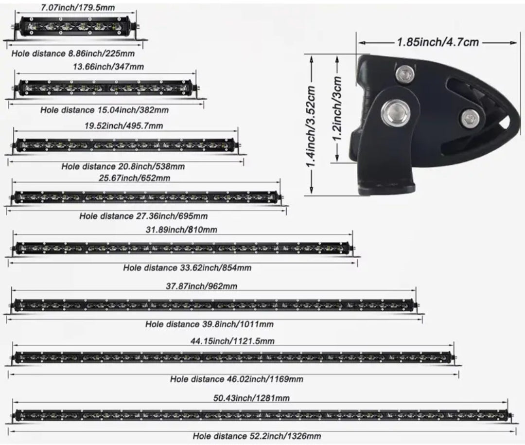Barre Led Slim 4Allvision de 7 pouces a 50 pouces