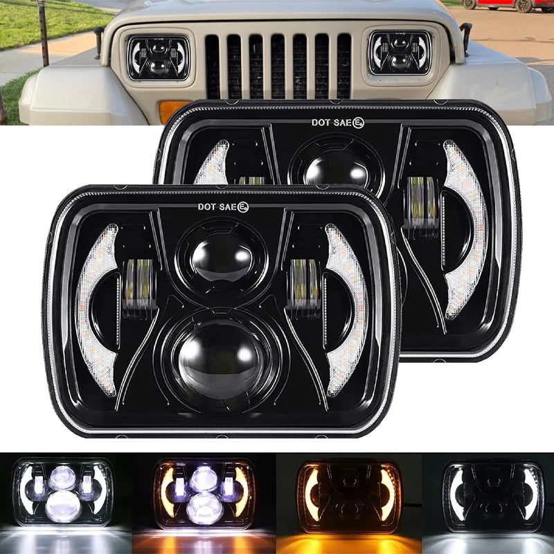 Optiques LED 110W pour Jeep Wrangler YJ et Cherokee XJ